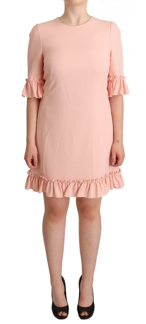 Ruffled Sleeve Sheath Dress in Pink Dolce & Gabbana