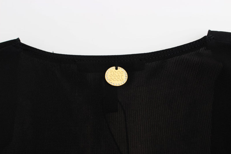 Elegant Sleeveless Black Mini Dress with Gold Details Roccobarocco