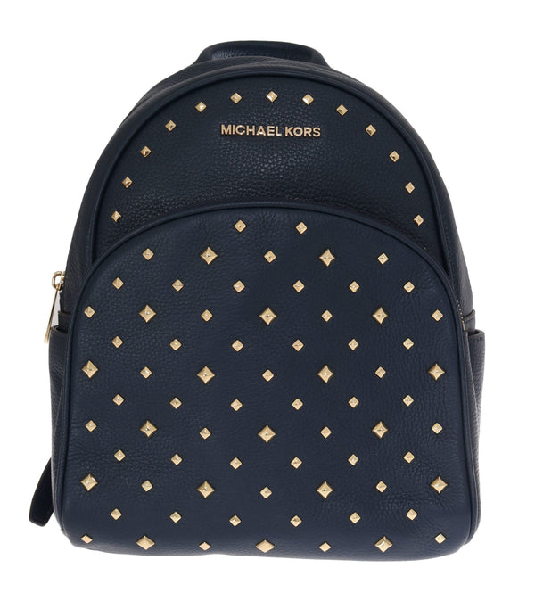 Elegant Leather ABBEY Backpack in Navy Blue Michael Kors