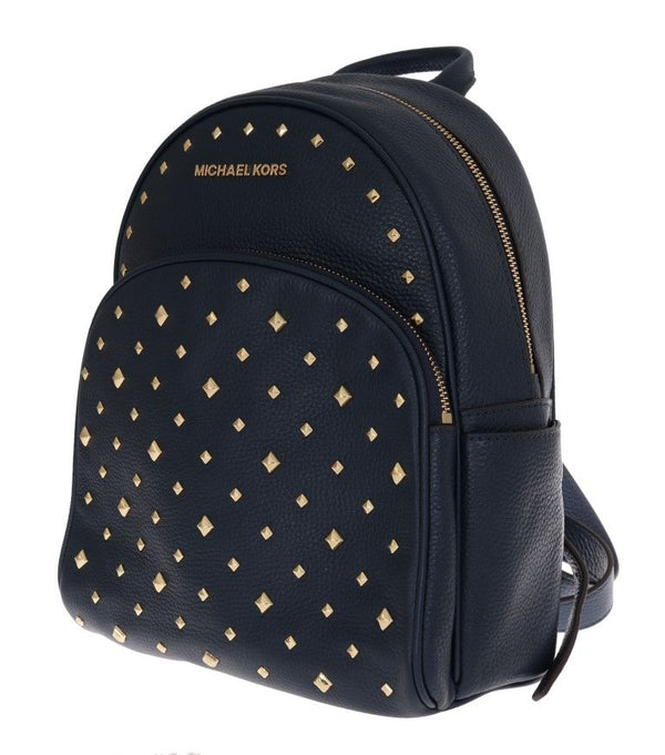 Elegant Leather ABBEY Backpack in Navy Blue Michael Kors