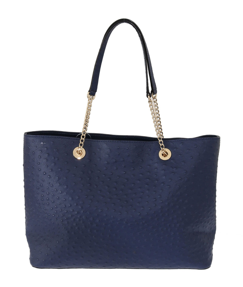 Elegant Ostrich Leather Handbag in Blue Kate Spade