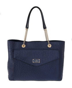 Elegant Ostrich Leather Handbag in Blue Kate Spade