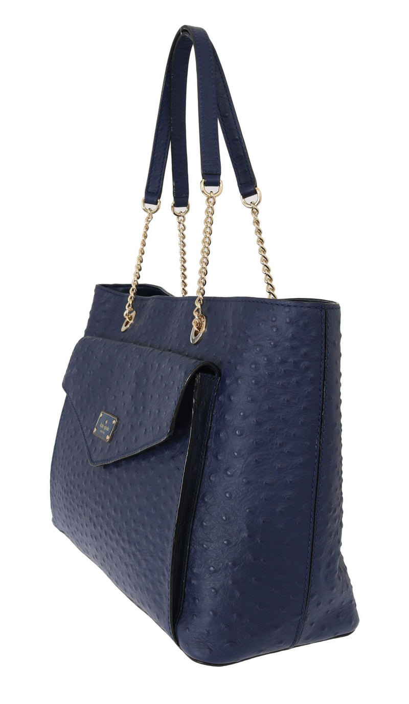 Elegant Ostrich Leather Handbag in Blue Kate Spade