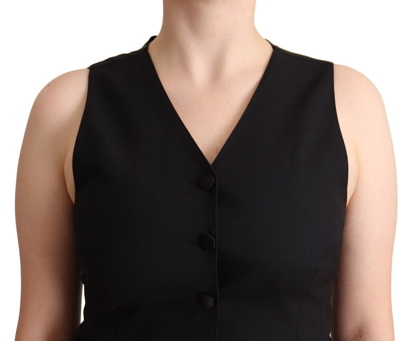 Elegant Black Vest Top with Button Detail Dolce & Gabbana