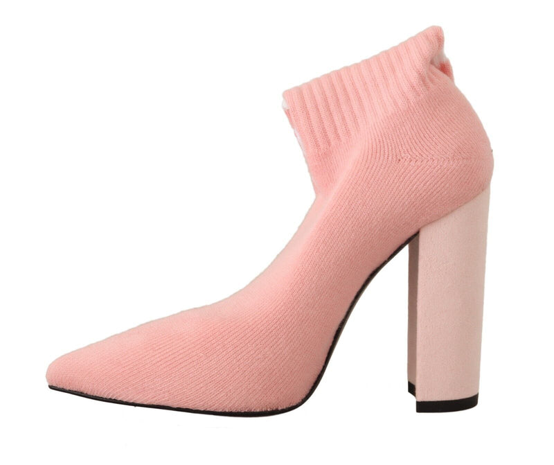 Chic Pink Suede Ankle Boots with Logo Socks GCDS