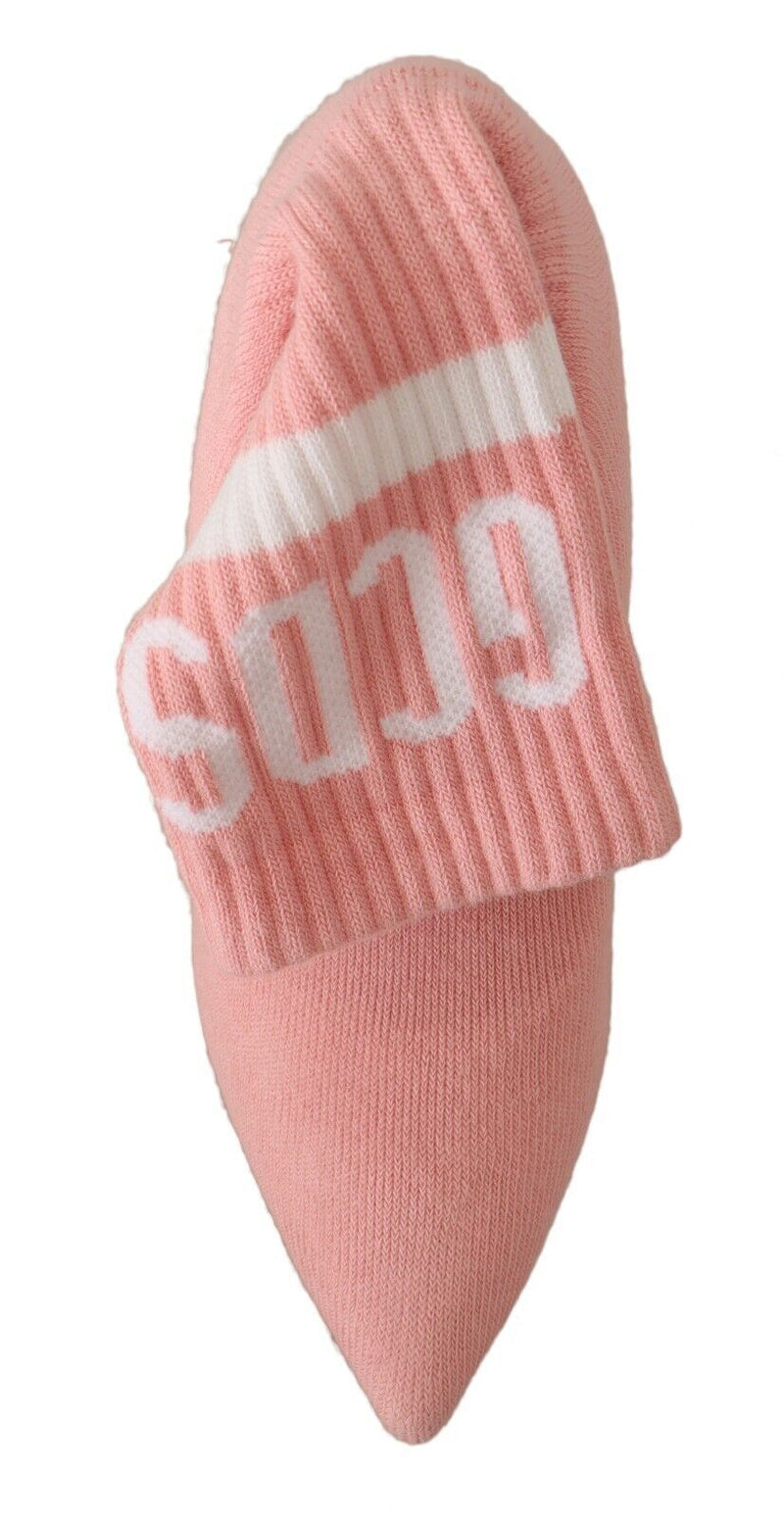 Chic Pink Suede Ankle Boots with Logo Socks GCDS