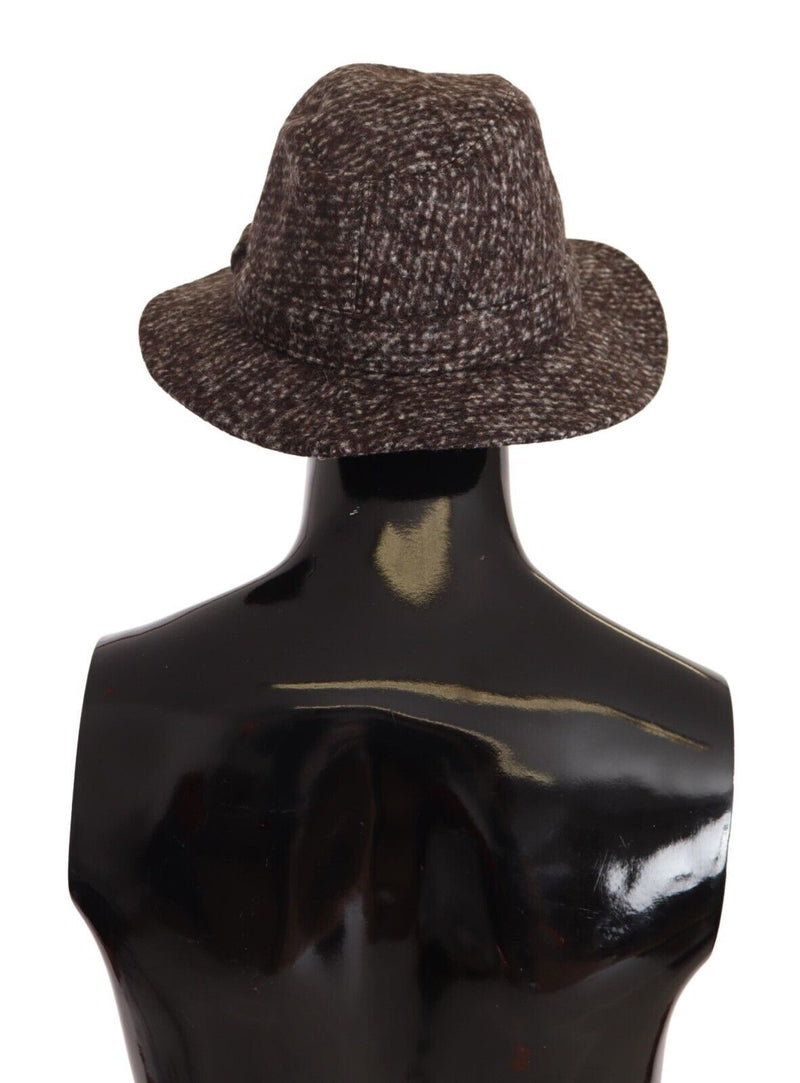 Elegant Gray Tweed Wide Brim Hat Dolce & Gabbana