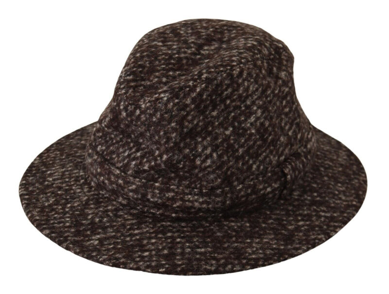 Elegant Gray Tweed Wide Brim Hat Dolce & Gabbana