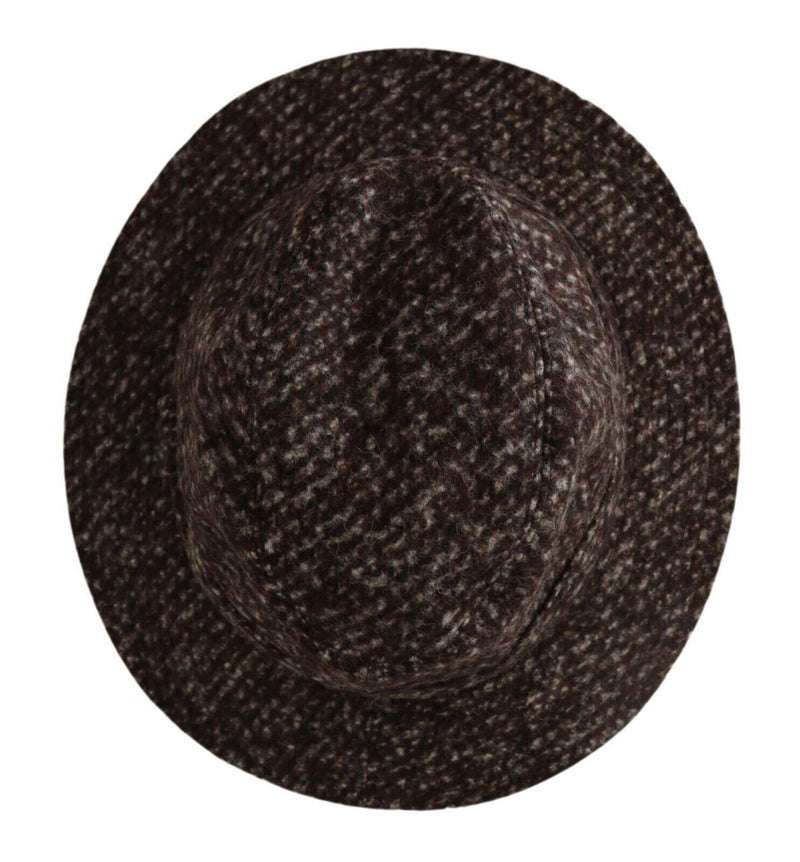 Elegant Gray Tweed Wide Brim Hat Dolce & Gabbana