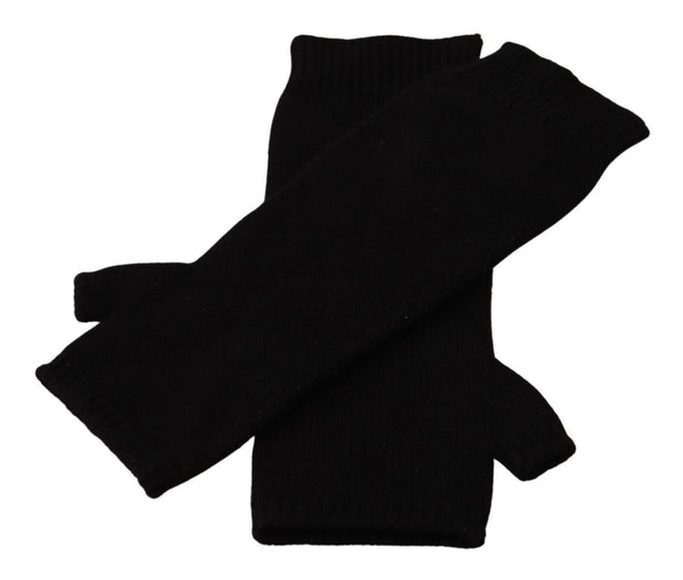 Elegant Black Cashmere Fingerless Gloves Dolce & Gabbana