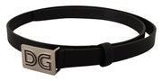 Elegant Black Leather Belt with Silver Buckle Dolce & Gabbana