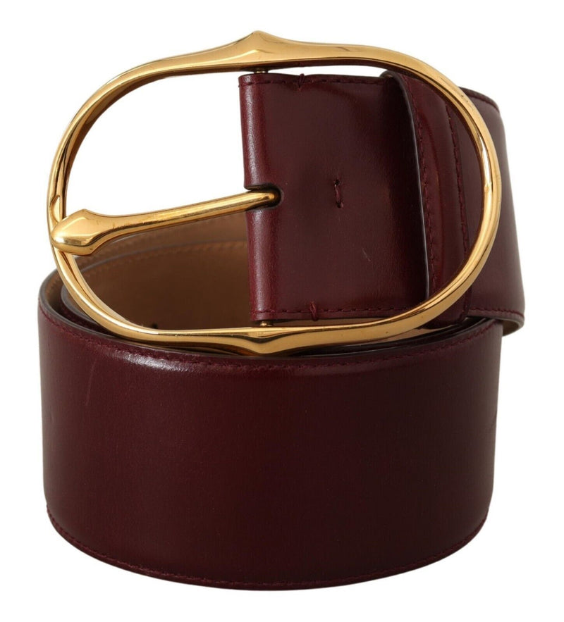 Elegant Brown Leather Belt with Gold Oval Buckle Dolce & Gabbana