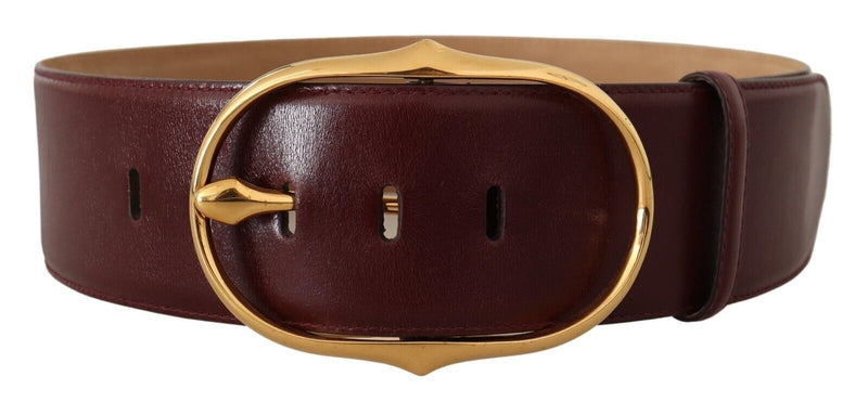 Elegant Brown Leather Belt with Gold Oval Buckle Dolce & Gabbana