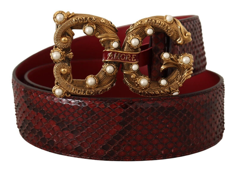 Exotic Python Leather Belt with Vintage Brass Buckle Dolce & Gabbana