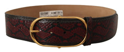 Elegant Red Python Leather Belt with Gold Buckle Dolce & Gabbana