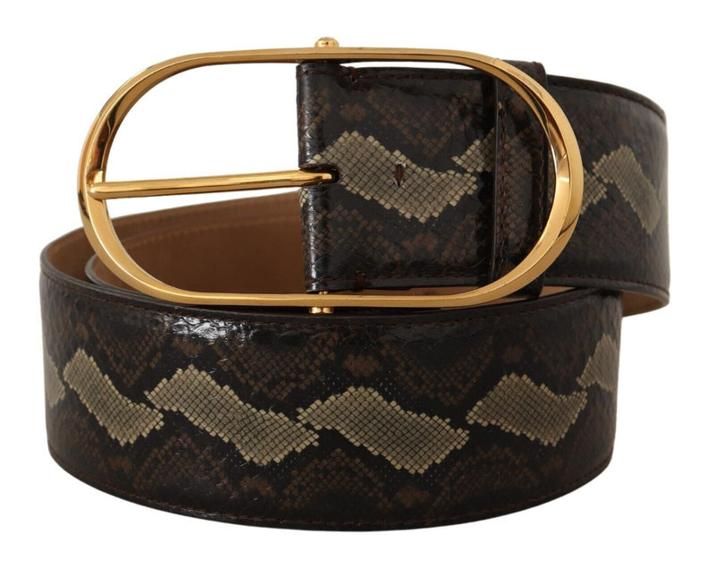 Elegant Snakeskin Belt with Gold Oval Buckle Dolce & Gabbana