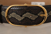 Elegant Snakeskin Belt with Gold Oval Buckle Dolce & Gabbana