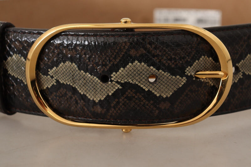 Elegant Snakeskin Belt with Gold Oval Buckle Dolce & Gabbana