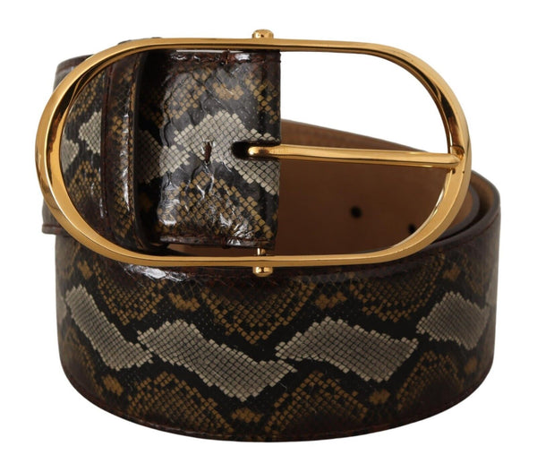 Elegant Gold Oval Buckle Leather Belt Dolce & Gabbana