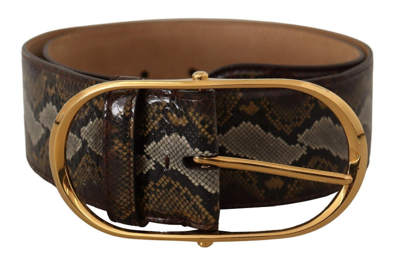 Elegant Gold Oval Buckle Leather Belt Dolce & Gabbana