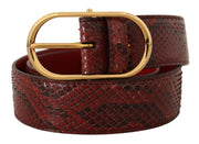 Elegant Red Snakeskin Leather Belt Dolce & Gabbana