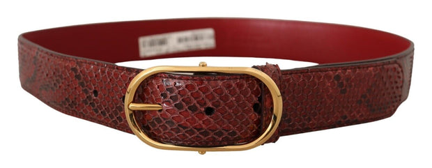 Elegant Red Snakeskin Leather Belt Dolce & Gabbana