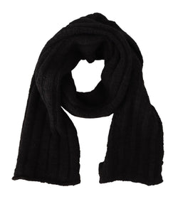 Elegance Unleashed Black Wool Scarf Dolce & Gabbana