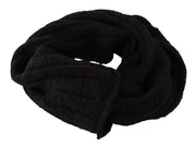 Elegance Unleashed Black Wool Scarf Dolce & Gabbana