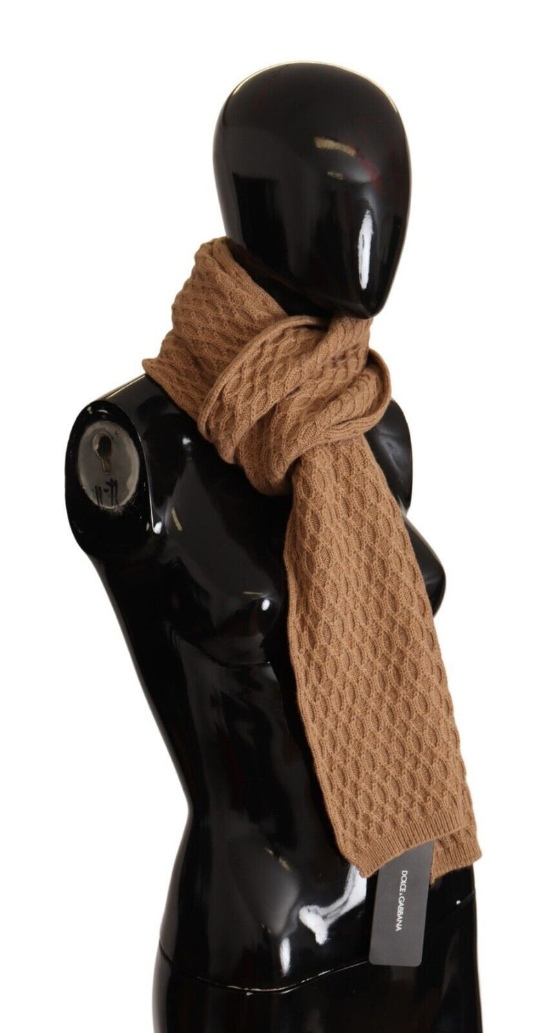 Elegant Dark Brown Knitted Scarf Dolce & Gabbana