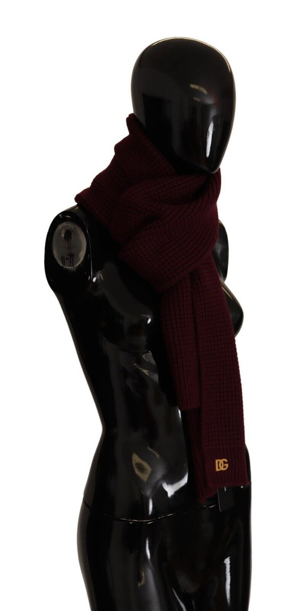 Elegant Cashmere Knit Scarf in Dark Red Dolce & Gabbana