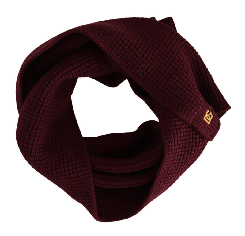 Elegant Cashmere Knit Scarf in Dark Red Dolce & Gabbana