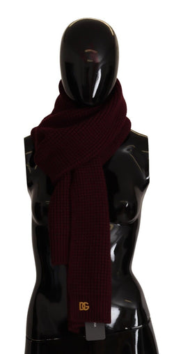 Elegant Cashmere Knit Scarf in Dark Red Dolce & Gabbana