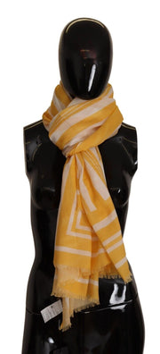 Elegant Striped Cotton Scarf with Logo Print Dolce & Gabbana