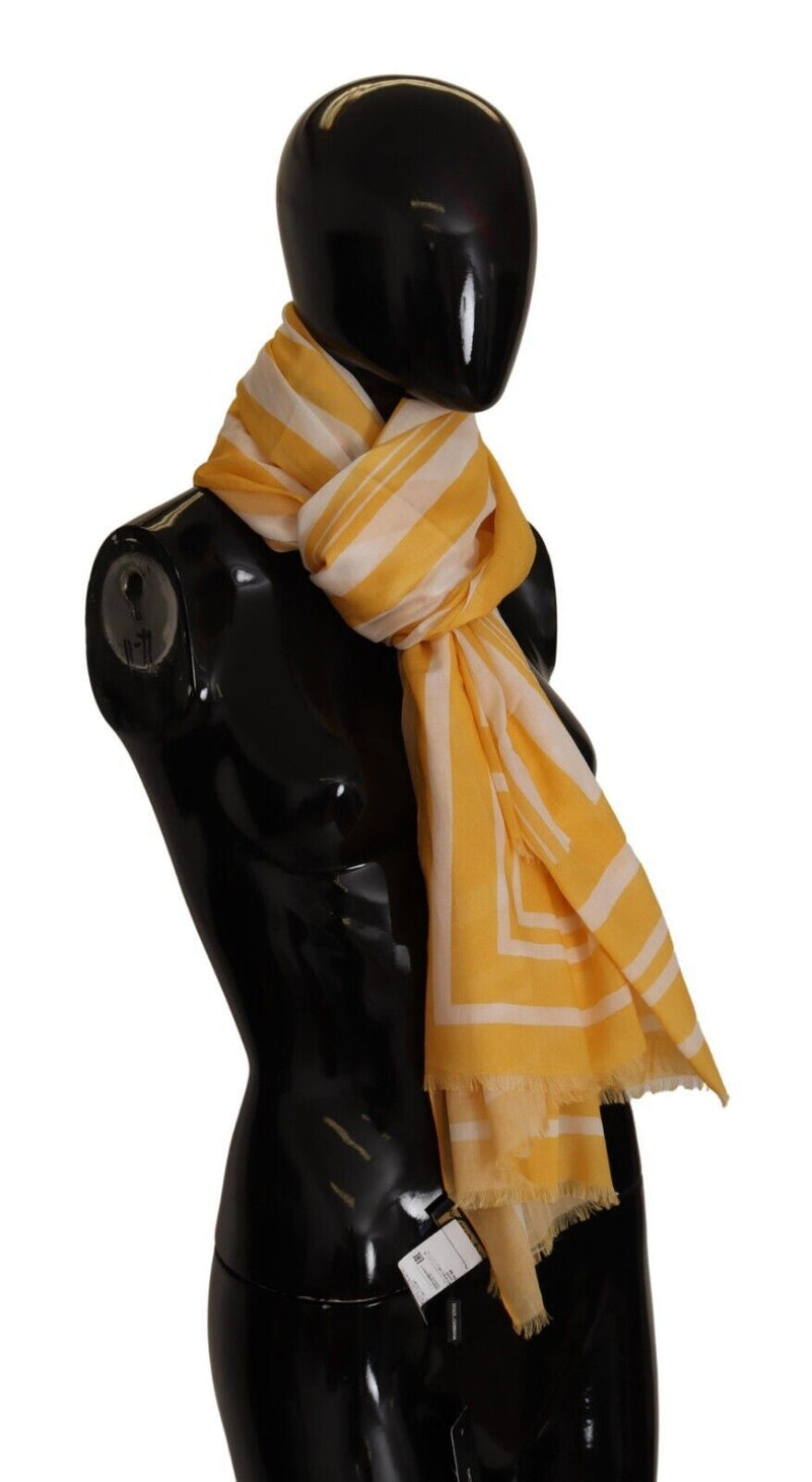 Elegant Striped Cotton Scarf with Logo Print Dolce & Gabbana