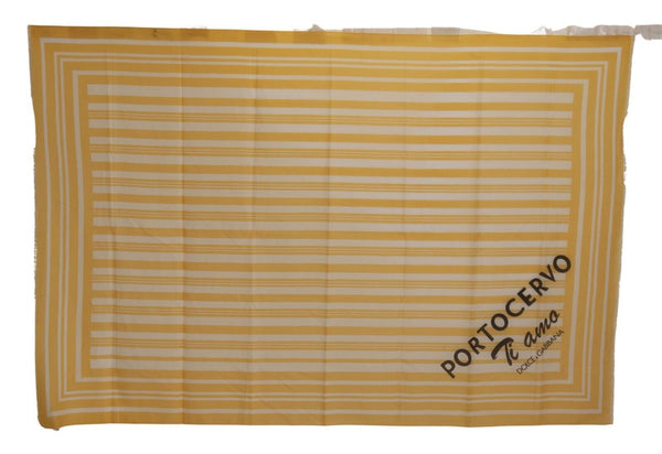 Elegant Striped Cotton Scarf with Logo Print Dolce & Gabbana