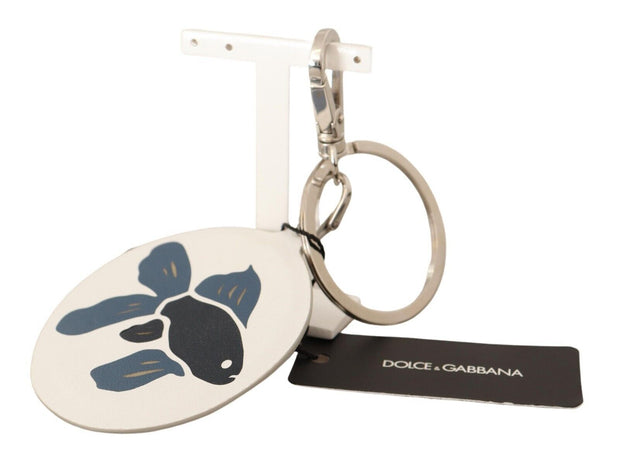 Chic White Leather Keychain Dolce & Gabbana