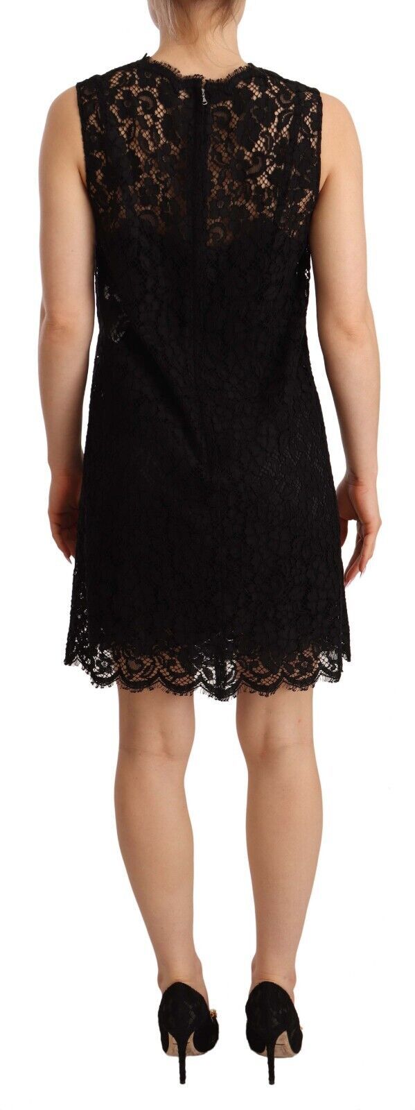Elegant Floral Lace Sheath Dress in Black Dolce & Gabbana