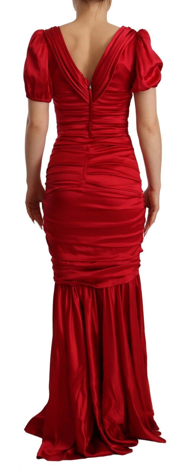 Elegant Red Silk Stretch Mermaid Dress Dolce & Gabbana