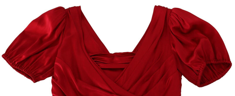 Elegant Red Silk Stretch Mermaid Dress Dolce & Gabbana