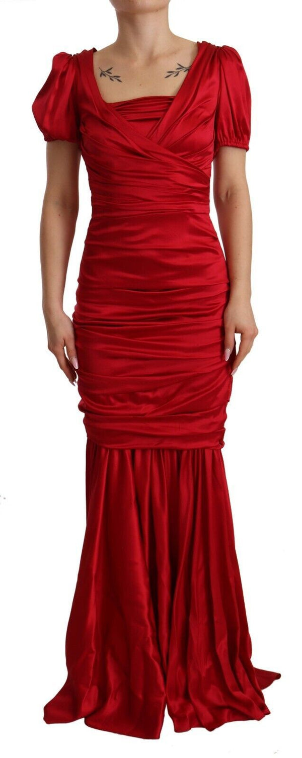 Elegant Red Silk Stretch Mermaid Dress Dolce & Gabbana