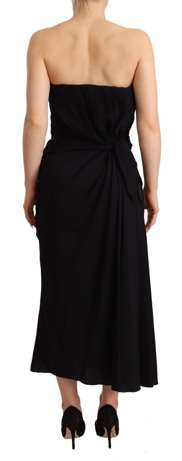 Elegant Strapless Silk Midi Dress Dolce & Gabbana