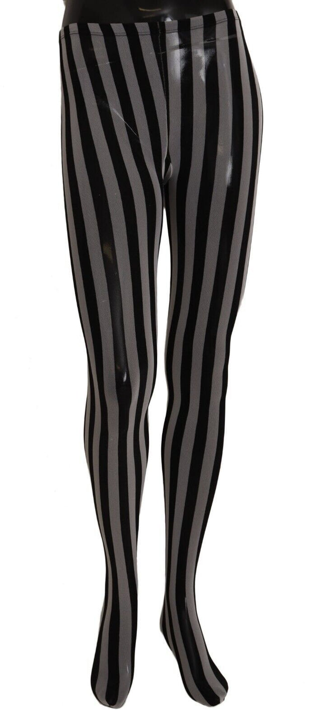 Black and White Striped Luxury Tights Dolce & Gabbana