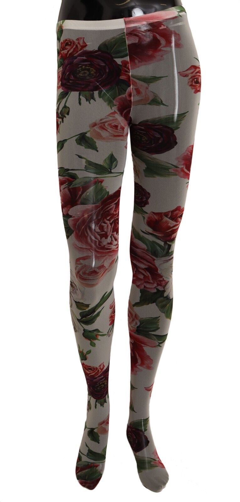 Elegant Rose-Printed Mesh Tights Dolce & Gabbana