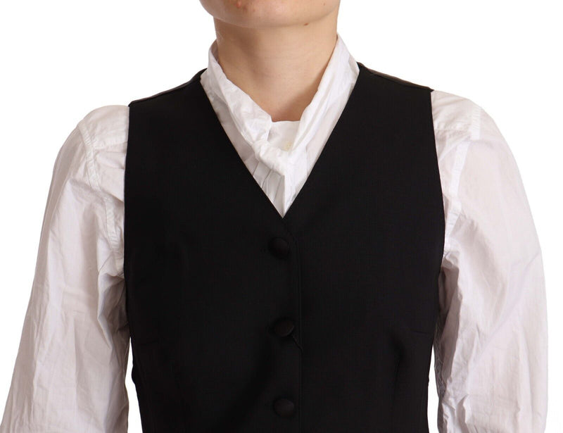 Elegant Black Wool Blend Waistcoat Dolce & Gabbana