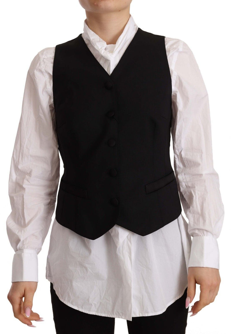 Elegant Black Wool Blend Waistcoat Dolce & Gabbana