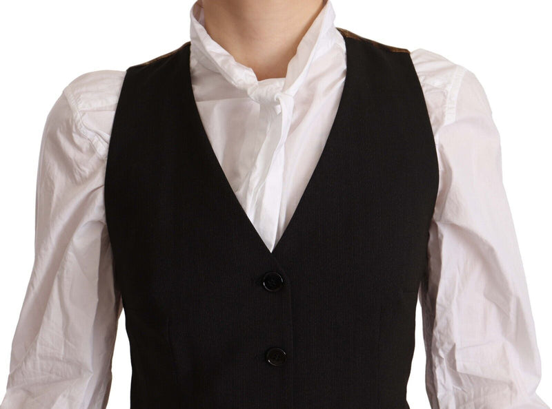 Elegant Black Buttoned Vest Top Dolce & Gabbana