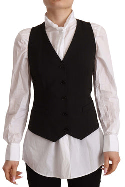 Elegant Black Buttoned Vest Top Dolce & Gabbana