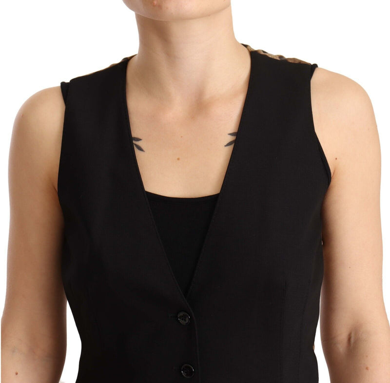 Elegant Black Wool Blend Waistcoat Dolce & Gabbana