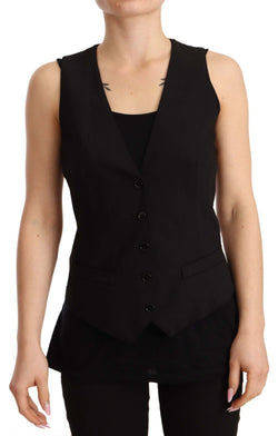 Elegant Black Wool Blend Waistcoat Dolce & Gabbana