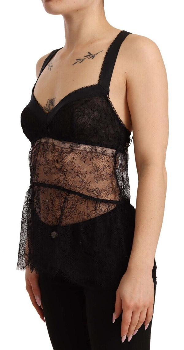 Elegant Black Silk Lingerie Chemise Dolce & Gabbana